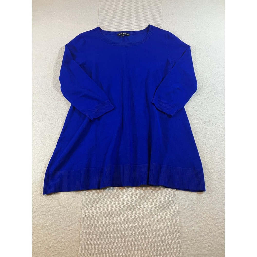 Cable & Gauge Royal Blue Light Knit Scoop Neck 3/4 Sleeve Sweater Womens Size M